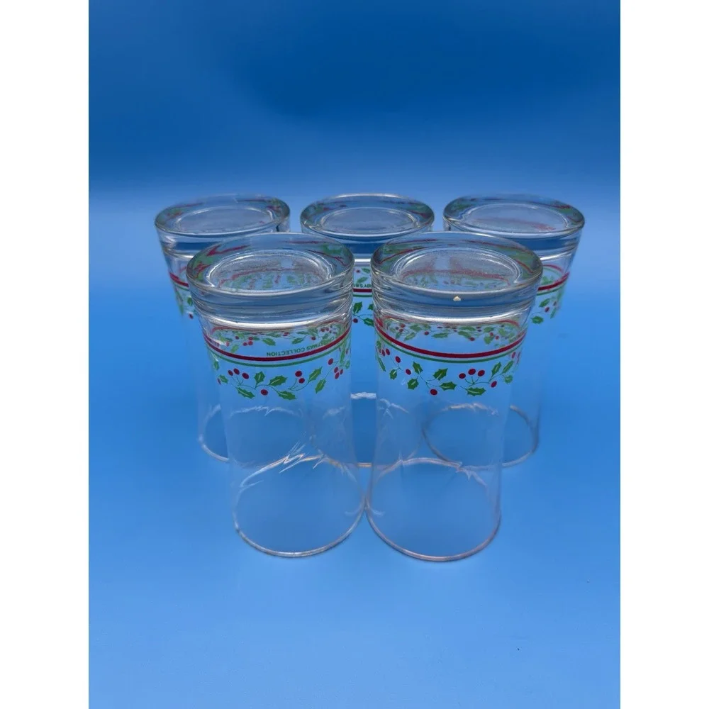 Vintage Arby's Libbey Holly Berry Christmas Glasses Collection 1987 Set Of 5